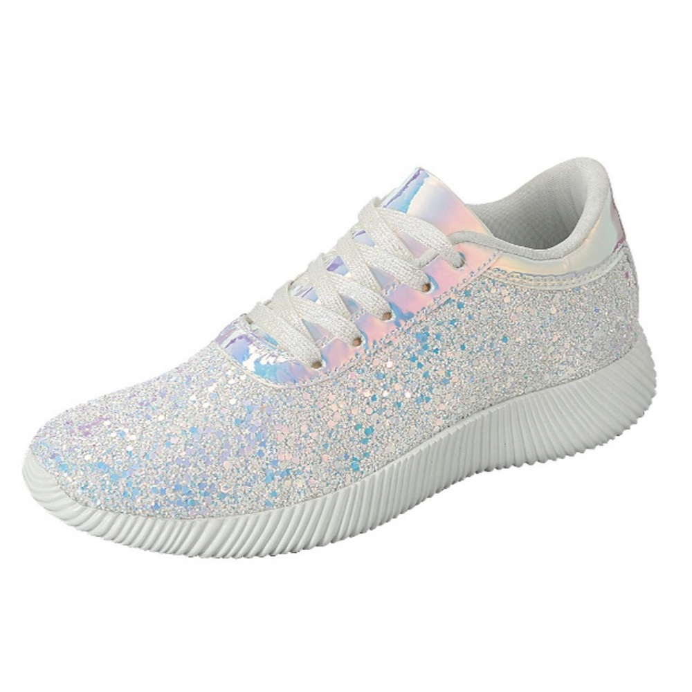 2PK -White Iridescent Unicorn Shimmer Sneakers
